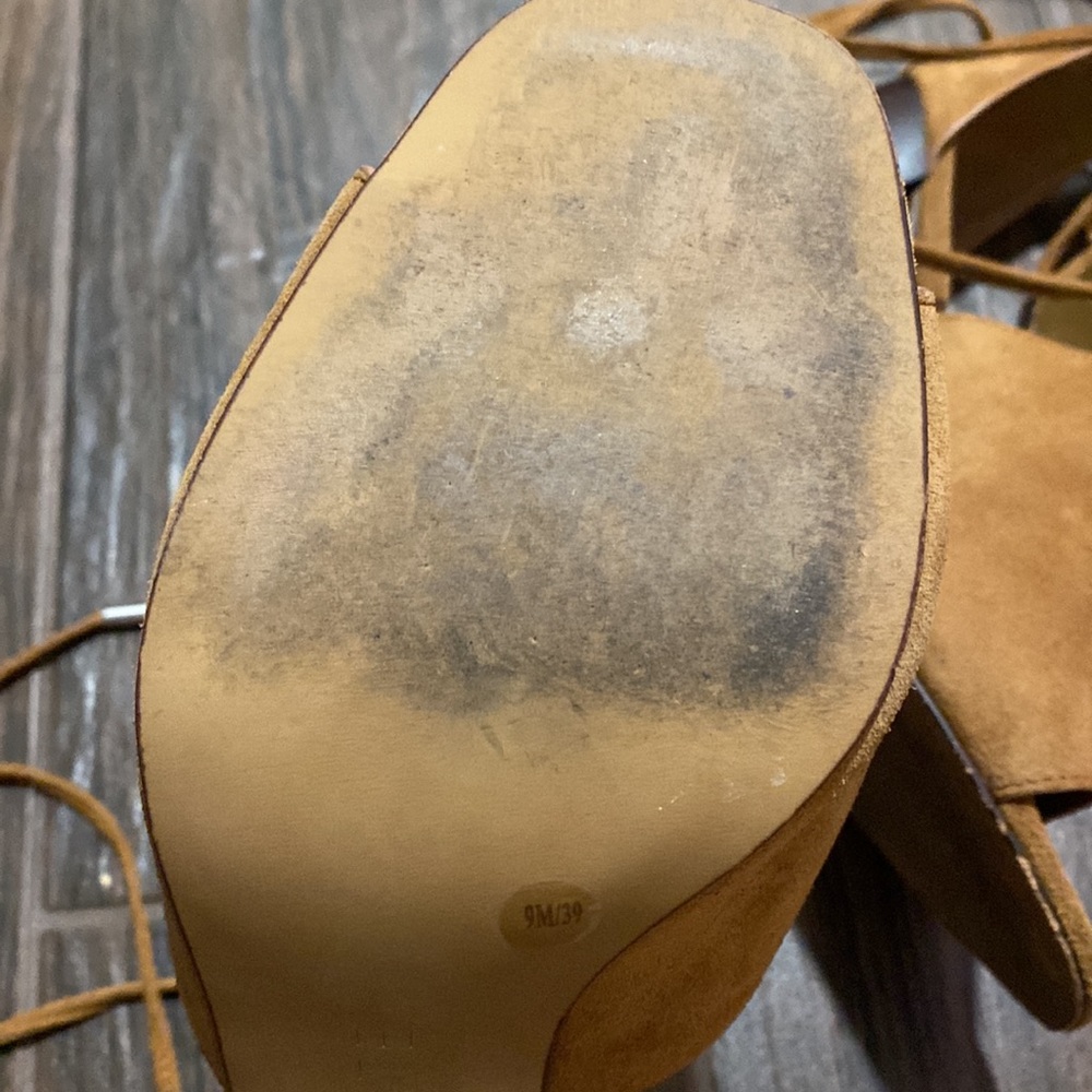 1 State Cognac Block Heel Peep Toe Heel - image 7